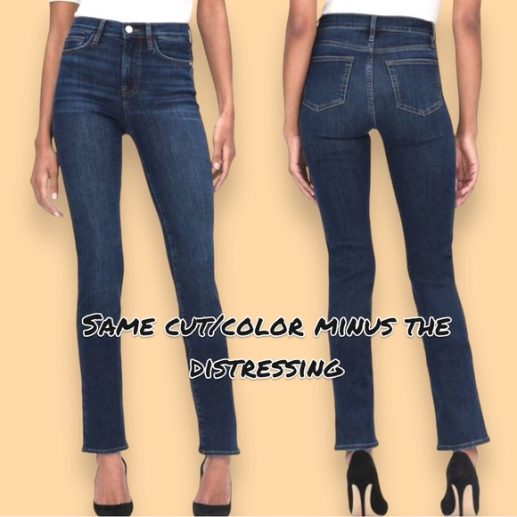 NWOT FRAME Le High Straight Distressed Jeans in Majesty Deep Blue. Size 27👖 - Picture 4 of 14